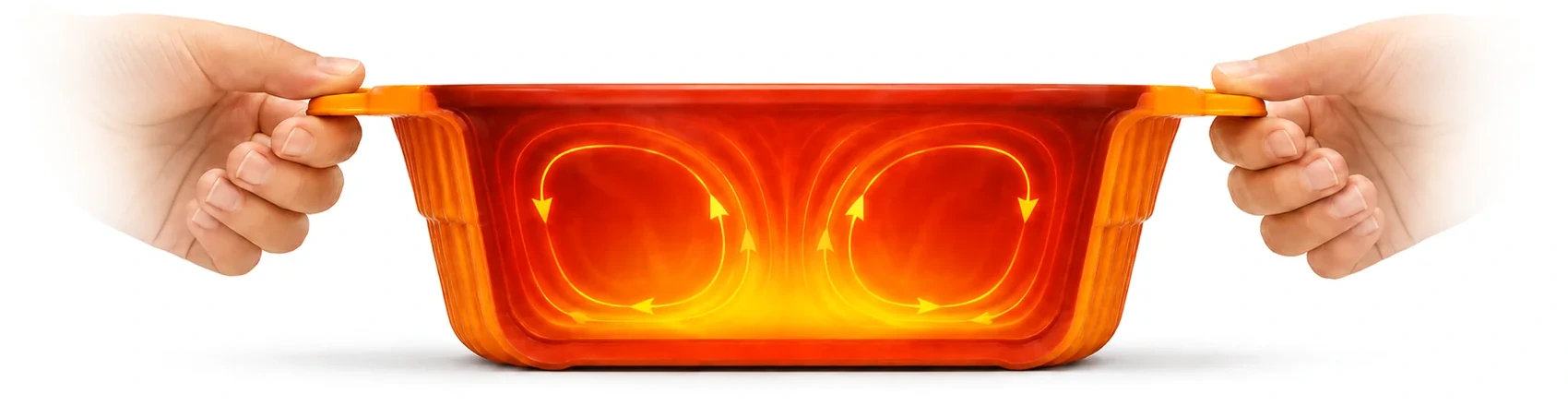 Cross-section of OH!RANGE showing heat circulation in the microwave